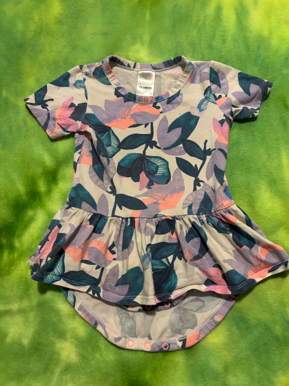 Bonds Women's Floral Peplum Top in Teal, Pink & Lavender